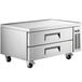 An Avantco stainless steel chef base with two drawers.
