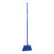 A blue broom with a handle.