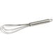 A Fox Run stainless steel flat roux whisk with a handle.