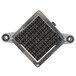 A metal square with a grid of small black squares.