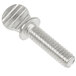 A close-up of a silver screw.