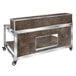An Eastern Tabletop brown and silver metal foldaway bar kit on a cart.