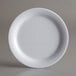 An American Metalcraft Jane Collection white melamine bread and butter plate with a wide white rim.