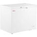 A white rectangular Galaxy chest freezer with a handle.
