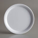An American Metalcraft Jane Collection white melamine bread and butter plate with a narrow white rim.