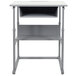 A Luxor medium gray adjustable height student desk with a gray metal frame.