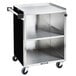A black Lakeside metal utility cart with three shelves on wheels.