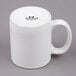 A Tuxton white china mug with black text that says "Hoyt"