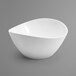 A Delfin white melamine bowl with a curved edge.