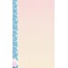 White menu paper with a blue and pink striped shell design border.