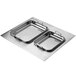 A Vollrath stainless steel double size adapter plate with two compartments.