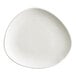 A white Acopa Nova stoneware plate with a curved edge.