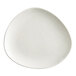 An Acopa Nova cream white stoneware plate with a curved edge.