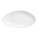 An Acopa Nova cream white stoneware plate with a curved triangle edge.