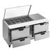 A Beverage-Air stainless steel refrigerated sandwich prep table with clear drawers.