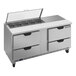 A Beverage-Air stainless steel 4 drawer refrigerated sandwich prep table with clear lids.