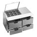 A Beverage-Air stainless steel refrigerated sandwich prep table with drawers and a clear lid.