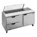 A stainless steel Beverage-Air sandwich prep table with 2 drawers and clear lids.