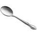 A Choice stainless steel bouillon spoon with a handle.
