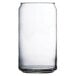 An Arcoroc clear glass can cooler with a white background.