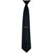 A black Henry Segal clip-on tie with a white label.