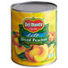 A Del Monte #10 can of sliced yellow clingstone peaches in extra light syrup with a Del Monte label.