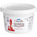A white Satin Ice tub of red modeling chocolate.