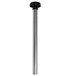 A stainless steel metal pole with a black cap.