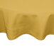 A yellow Intedge round table cover on a white surface.
