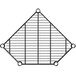 A black metal grid with pentagon shaped bars.