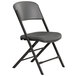 A Lifetime gray folding chair with a grey padded seat.