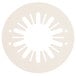 A white circular cover with a sun design.