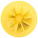 A yellow plastic disc with ten small spikes.