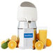 A Sunkist commercial citrus juicer with oranges and limes on it.