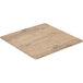 A wooden square object with a faux oak wood design on a white background.