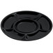 A black round GET Milano plate with 6 compartments.