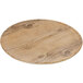 A round melamine faux oak wood display board with a hole in the middle.
