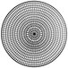 A black circular pattern on a white background.