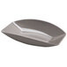 A grey rectangular Delfin melamine bowl with curved edges.