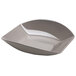 A gray square Delfin Luna melamine bowl with a curved edge.