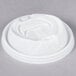 A white Dart plastic lid with a reclosable tab.