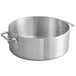 A silver heavy-duty aluminum Choice brazier pot with handles.