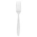 A silver Walco dinner fork with a white background.