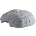 A gray JT Eaton rodent bait station designed to look like a rock with a hole in the middle.