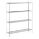 A Regency wireframe metal shelving unit with four shelves.