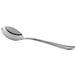 A Libbey stainless steel soup spoon with a silver handle and bowl.