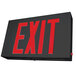 A black rectangular Lavex LED exit sign with red lettering.