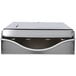 A silver rectangular San Jamar C-Fold / Multi-Fold towel dispenser with a grey drawer.
