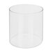 A clear glass container on a white background.