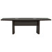 A Safco Aberdeen mocha rectangular conference table with black legs.